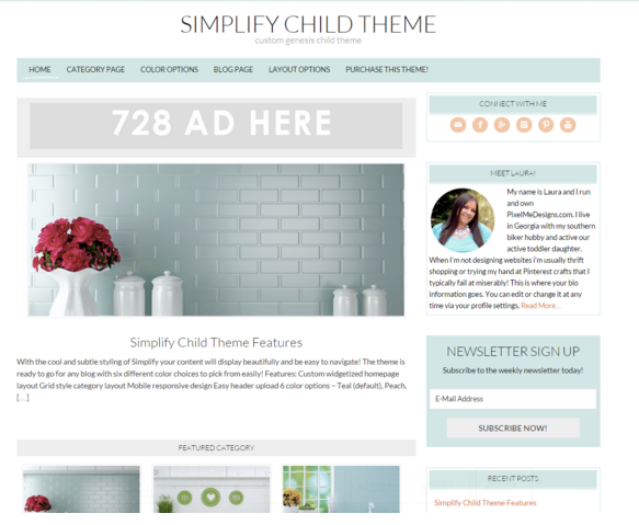 Feminine WordPress theme by PixelMeDesigns
