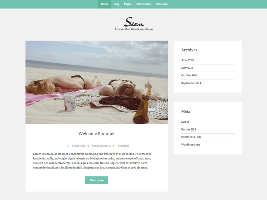 Sean lite pink wordpress theme
